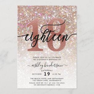 Invitation Parties scintillant Champagne 18e anniversaire