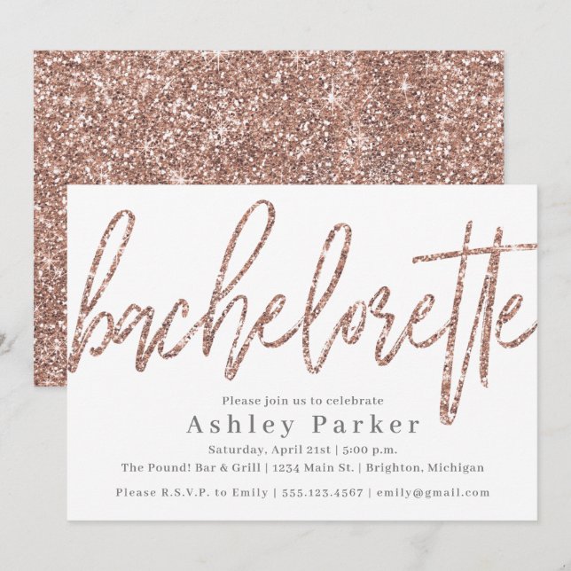 Invitation Parties scintillant Champagne Bachelorette Party I (Devant / Derrière)
