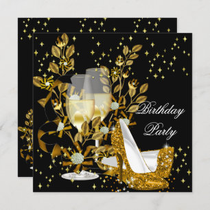 Invitation Parties scintillant Champagne d'or talons hauts An
