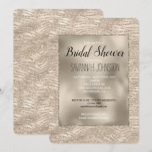 Invitation Parties scintillant Champagne d'or Zebra Imprimer 