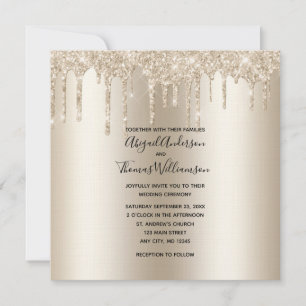 Invitation Parties scintillant Champagne Drip Mariage élégant