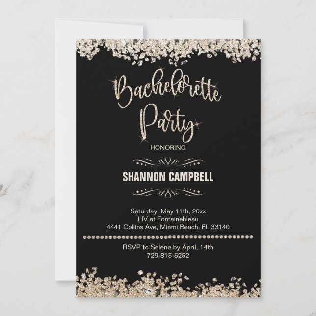 Invitation Parties scintillant Champagne Fête De Bachelorette (Devant)