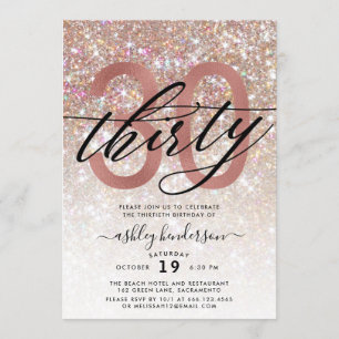 Invitation Parties scintillant Champagne moderne 30e annivers