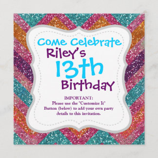 Invitation Parties scintillant Chevron rose violet orange Tur