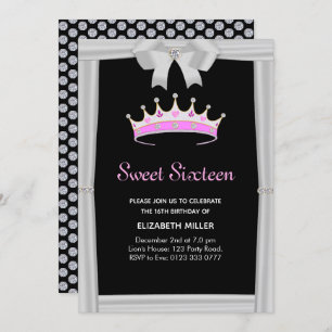Invitation Parties scintillant chic Sweet sixteen de couronne