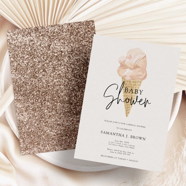 Invitation Parties scintillant Chic Watercolor Baby shower gl (Créateur téléchargé)