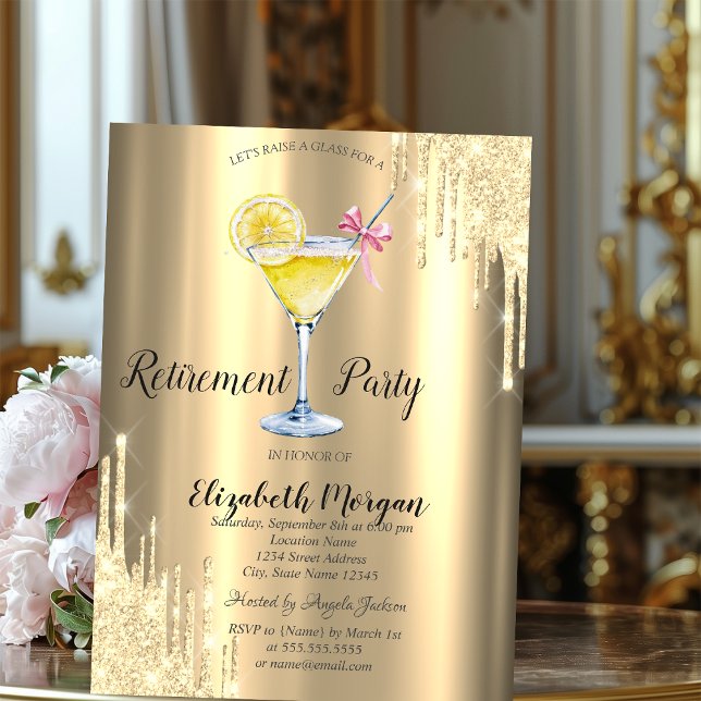 Invitation Parties scintillant, Cocktail, Retraite d'or (Créateur téléchargé)