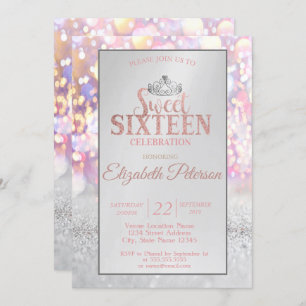 Invitation Parties scintillant colorée Bokeh Ombre, Tiara Swe