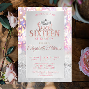 Invitation Parties scintillant colorée Bokeh Ombre, Tiara Swe
