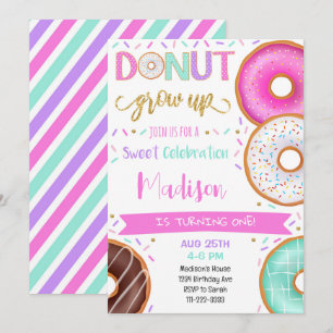 Invitation Parties scintillant colorée Donuts Anniversaire Fê