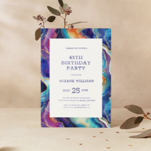 Invitation Parties scintillant colorée minimaliste Agate Joye