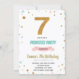 Invitation Parties scintillant confetti 7e anniversaire invit