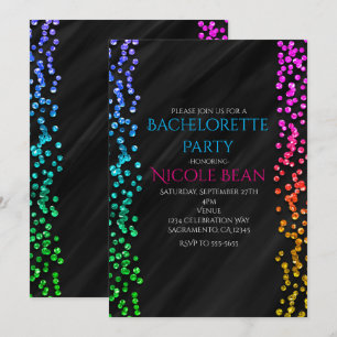 Invitation Parties scintillant Confetti Fun Party Black Rainb