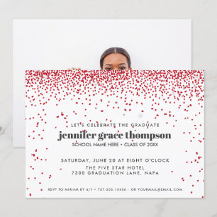 Invitation Parties scintillant Confetti Red White Photo Gradu