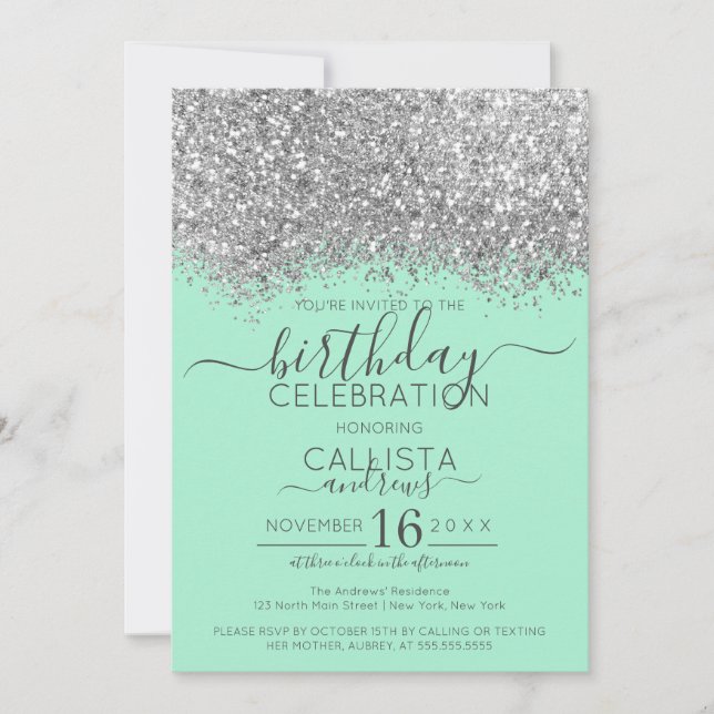 Invitation Parties scintillant Confetti Silver Neo de luxe An (Devant)