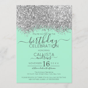 Invitation Parties scintillant Confetti Silver Neo de luxe An