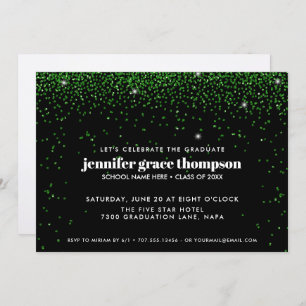 Invitation Parties scintillant Confetti Vert noir photo Grad 
