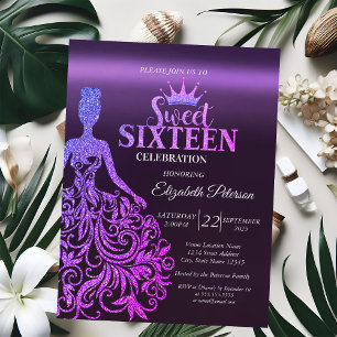 Invitation Parties scintillant cool Bokeh, Robe, Tiara, Purpl