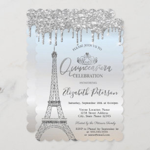 Invitation Parties scintillant cool Tour Eiffel, Drives Silve