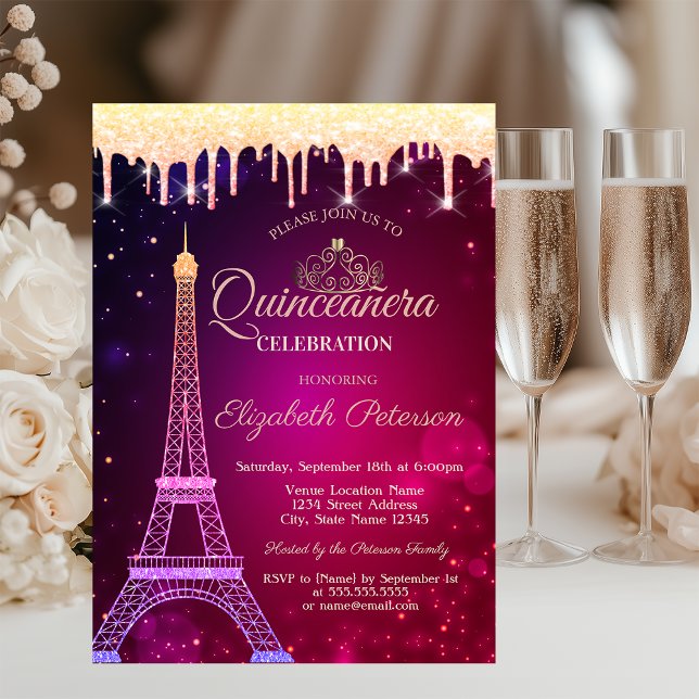 Invitation Parties scintillant cool Tour Eiffel Tiara Drives  (Créateur téléchargé)