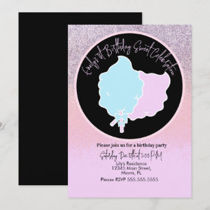 Invitation Parties scintillant Coton Bonbons Anniversaire Fêt