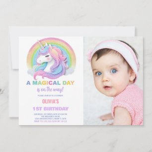 Invitation Parties scintillant couleur Unicornes Anniversaire