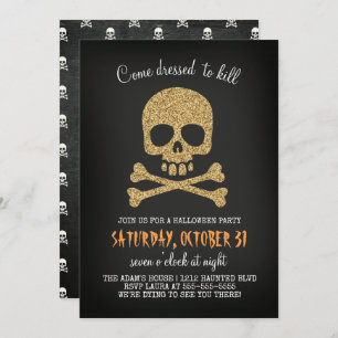 Invitation Parties scintillant Crâne Halloween Fête Invitatio