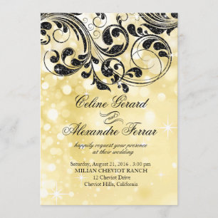 Invitation Parties scintillant Curlico sur Faux Metallic Boke