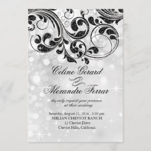 Invitation Parties scintillant Curlico sur Faux Metallic Boke
