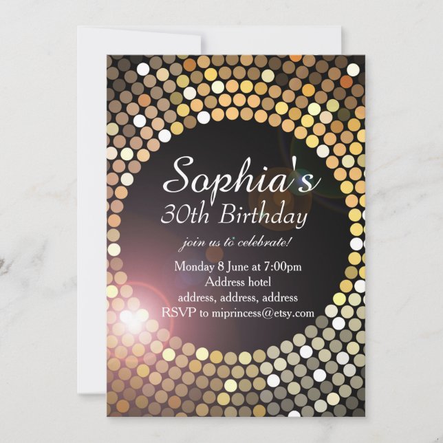 Invitation parties scintillant d'anniversaire (Devant)