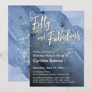 Invitation Parties scintillant d'aquarelle bleu moderne Cinqu