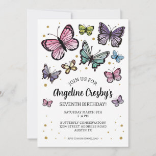 Invitation Parties scintillant d'aquarelle d'anniversaire pap