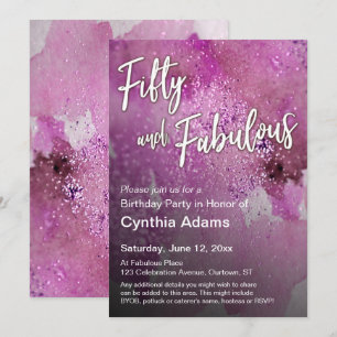 Invitation Parties scintillant d'aquarelle rose chaud Cinquan