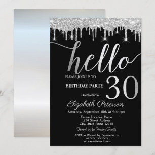 Invitation Parties scintillant d'argent 30e fête d'anniversai