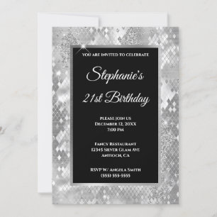 Invitation Parties scintillant d'argent Abstrait Snake Glam A