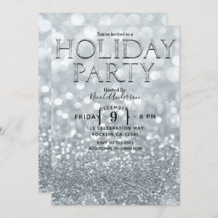 Invitation Parties scintillant d'argent blanc Bokeh Glam