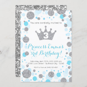 Invitation Parties scintillant d'argent bleu Turquoise pour f