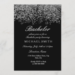Invitation Parties scintillant d'argent Confetti Black Bachel