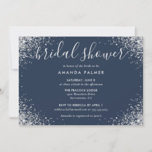 Invitation Parties scintillant d'argent Confetti Marine Fête 