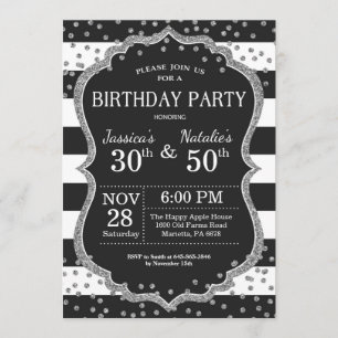 Invitation Parties scintillant d'argent de la fête d'annivers