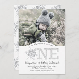 Invitation Parties scintillant d'argent de Little Snowflake 1
