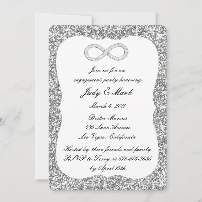 Invitation Parties scintillant d'argent Diamond Infinity (Devant)