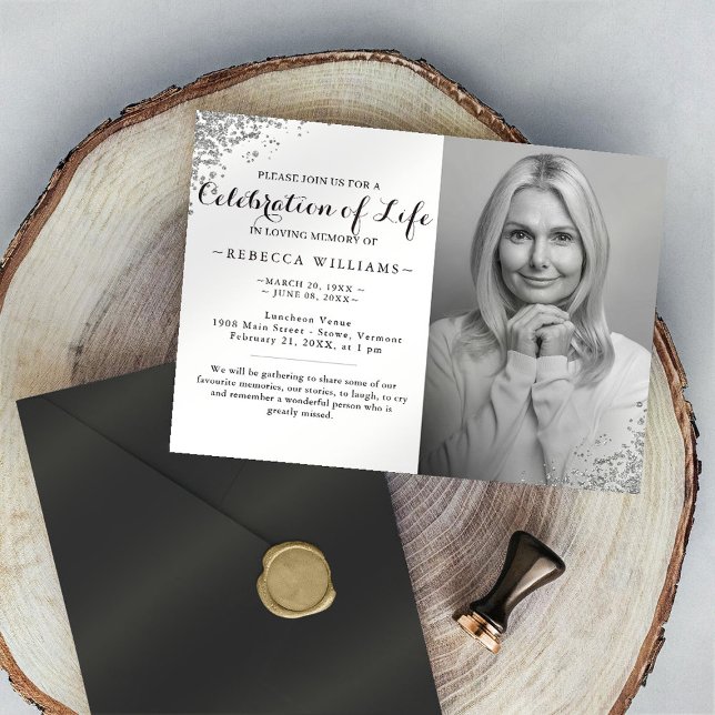 Invitation Parties scintillant d'argent Élégante photo Célébr (Créateur téléchargé)