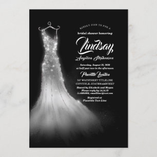 Invitation Parties scintillant d'argent Élégante robe Black B