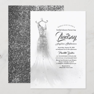 Invitation Parties scintillant d'argent Élégante robe Douche 