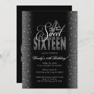 Invitation Parties scintillant d'argent en grève Sweet 16 inv
