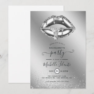 Invitation Parties scintillant d'argent Faux Bachelorette