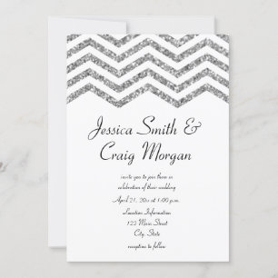 Invitation Parties scintillant d'argent Faux Glamour Mariage 