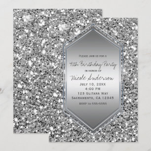 Invitation Parties scintillant d'argent Glam Chic Anniversair
