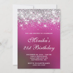 Invitation Parties scintillant d'argent Hot Pink Ombre Bold 2